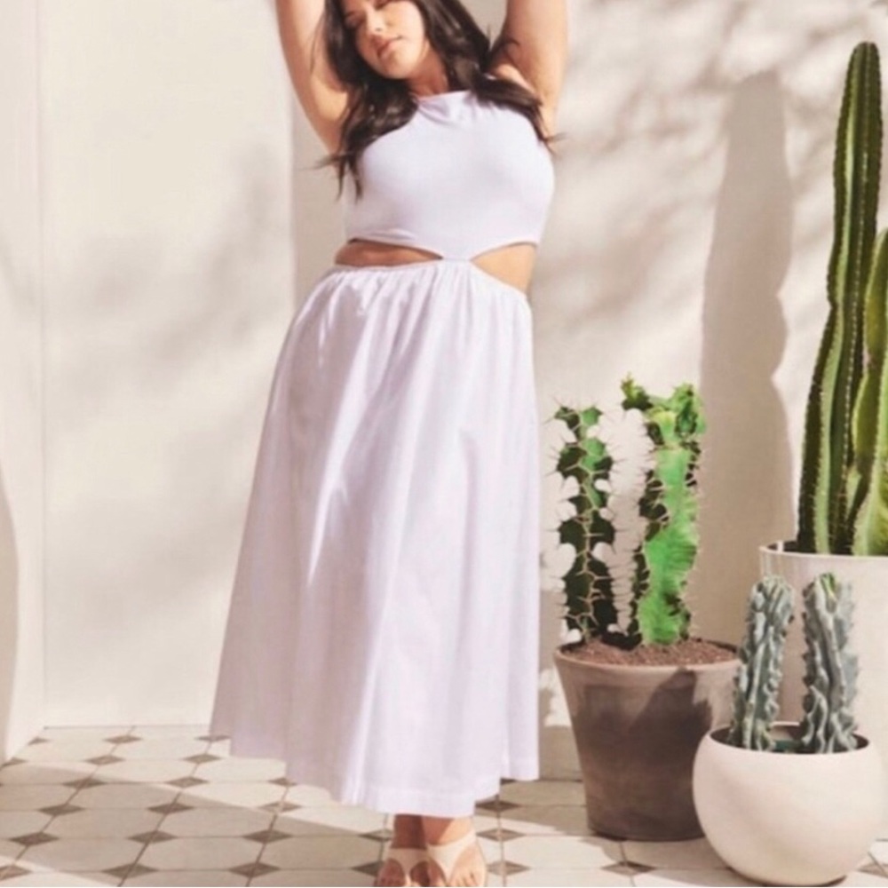 Abercrombie & Fitch White Cutout Midi Dress - Picture 2 of 9